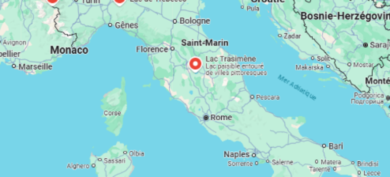 google map des lacs Italiens