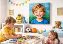 Chambre d&rsquo;enfant : et si vous accrochiez son portrait Lego personnalisé ?