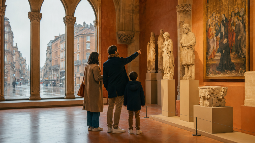 Une famille dans un musée à Toulouse