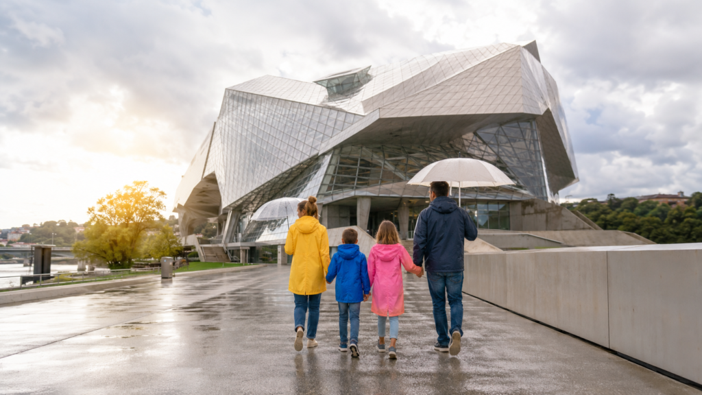 Famille à Lyon quand il pleut